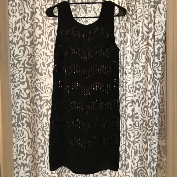 H&M Sleeve-less Sequinned Dress in Black - Picture 1 of 6